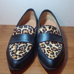 Nine West Black and Animal Print Flats